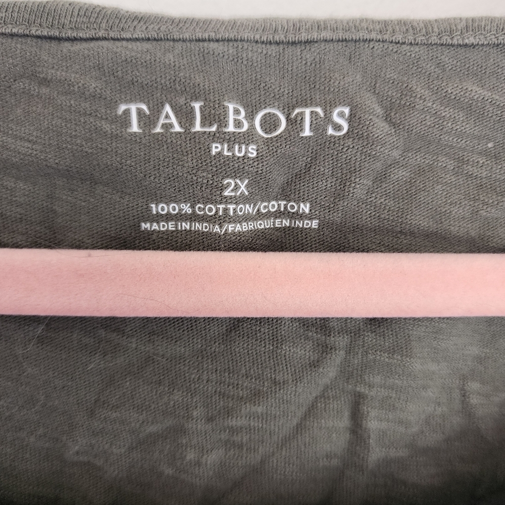 Talbots Olive Green Embroidered Top 2X - Picture 2 of 4